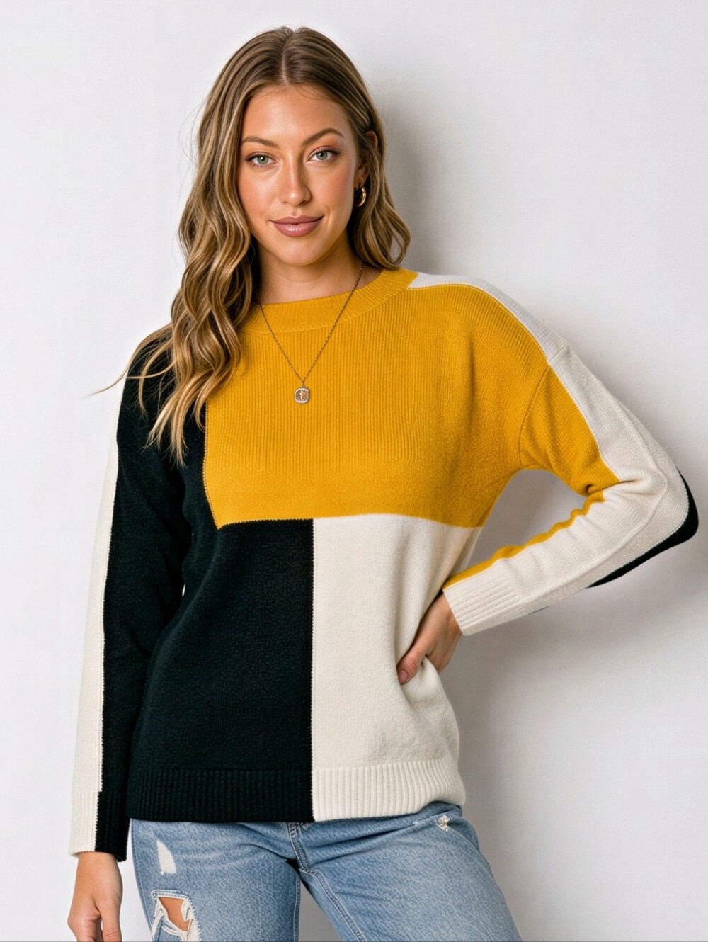 Mabelinda Color Block Knit Sweater